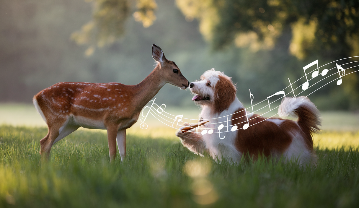 Amicale complicité entre animaux portés par la mélodie