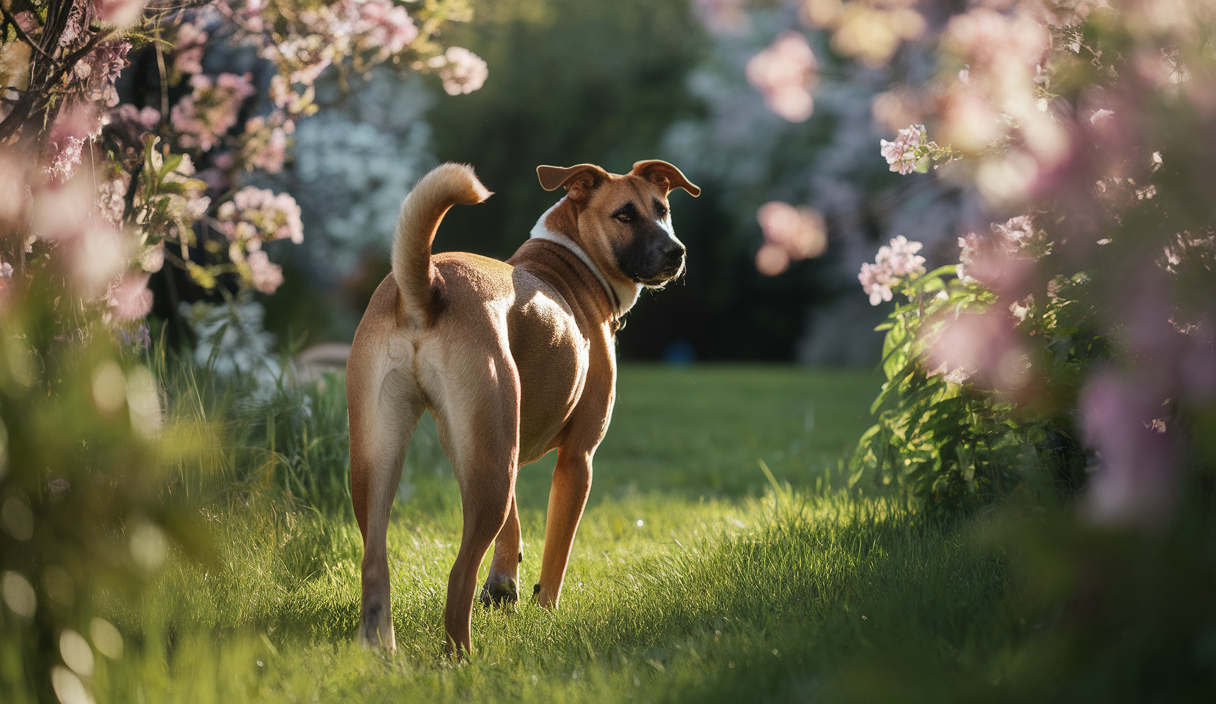 Un chien confiant explorant un environnement apaisant