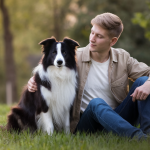Un chien et son propriétaire en harmonie dans un paysage serein