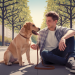 Un chien et son propriétaire en harmonie dans un cadre serein