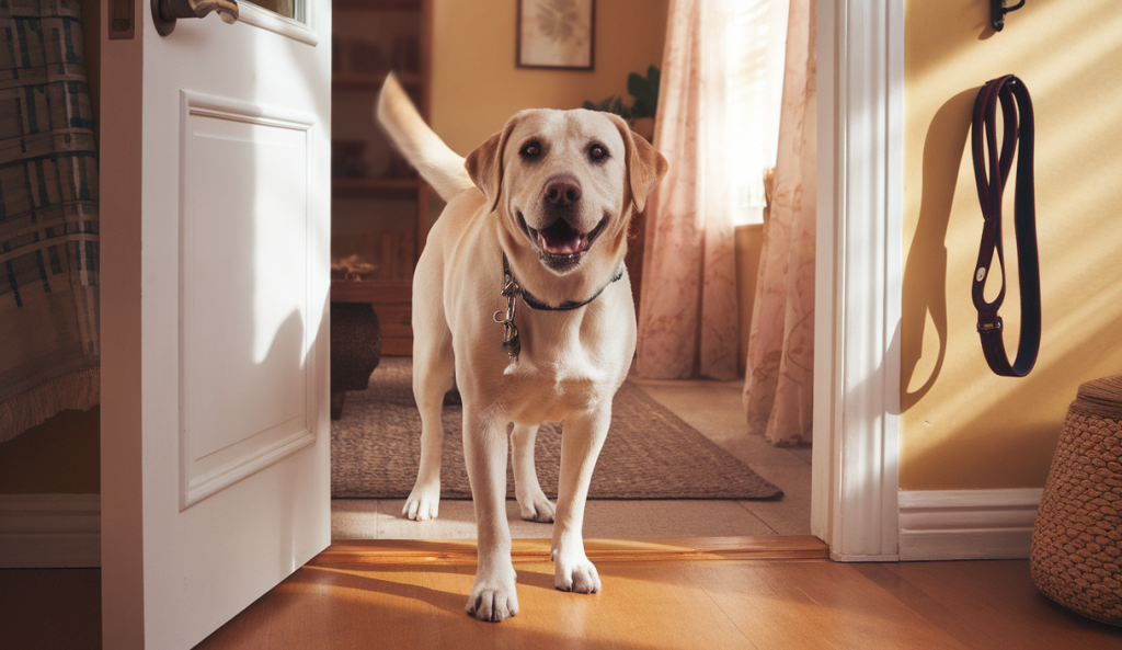 Chien enthousiaste avant une promenade