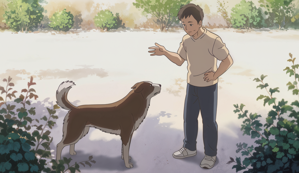 Un chien attentif observant attentivement les gestes corporels subtils de son éducateur