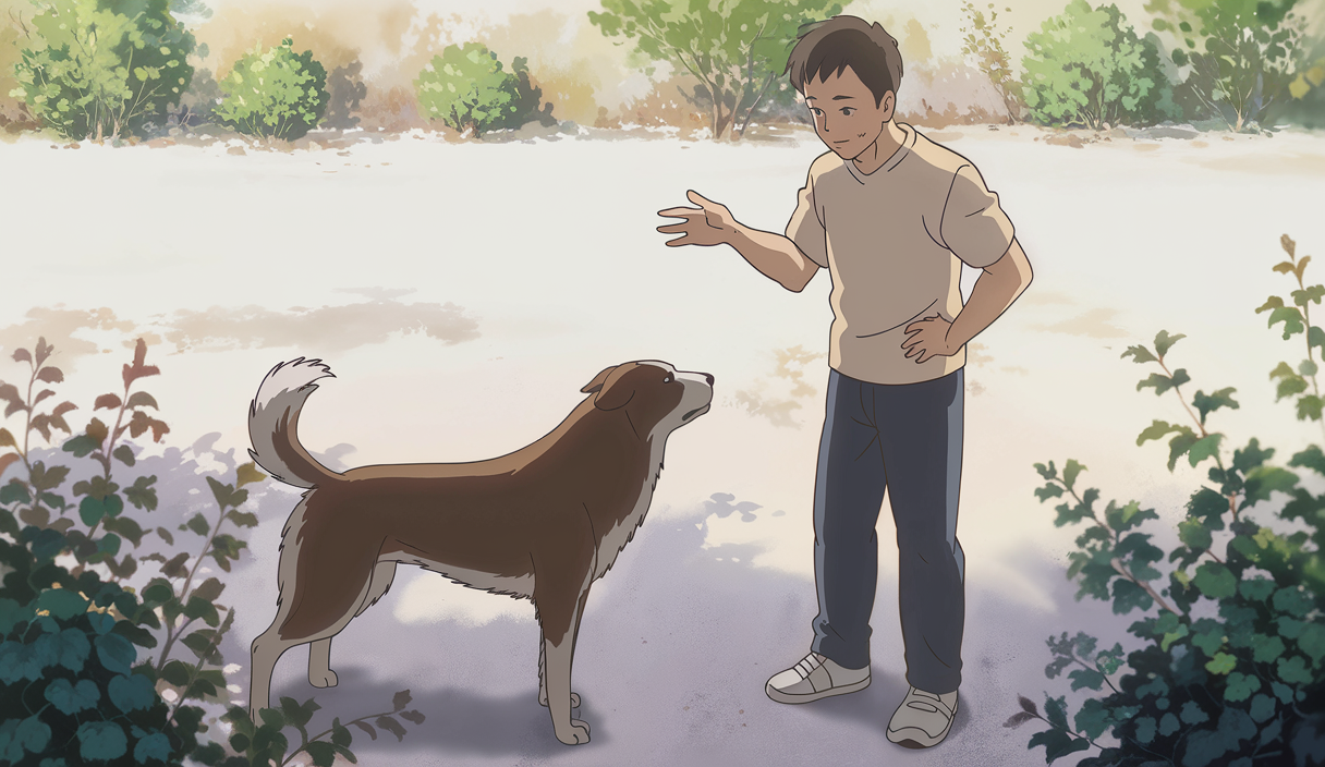 Un chien attentif observant attentivement les gestes corporels subtils de son éducateur