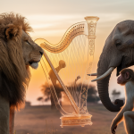 Une image où la musique enveloppe tendrement un groupe d'animaux, illustrant leur connexion émotionnelle accrue.