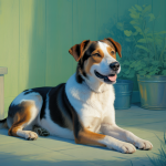 Un chien heureux et en bonne santé entouré d'un environnement aimant et serein.