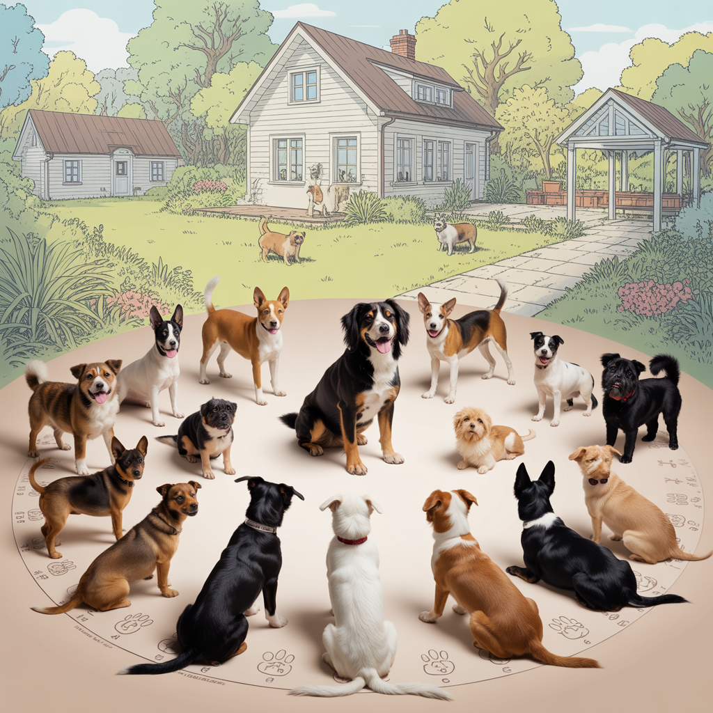 Illustration colorée de diverses races de chiens pour guider le choix idéal.