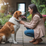 Un chien heureux entouré de son propriétaire dans un environnement accueillant.