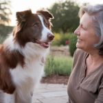 Chien attentif écoutant son propriétaire lors d'une séance d'éducation préventive.