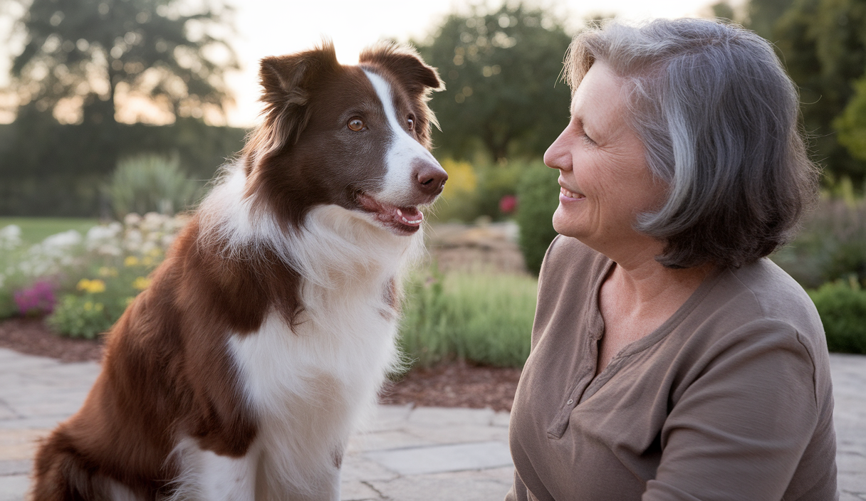 Chien attentif écoutant son propriétaire lors d'une séance d'éducation préventive.