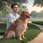 Un chien attentif regardant son maître avec affection dans un parc ensoleillé