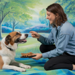Un chien réceptif au dressage positif avec un entraîneur bienveillant