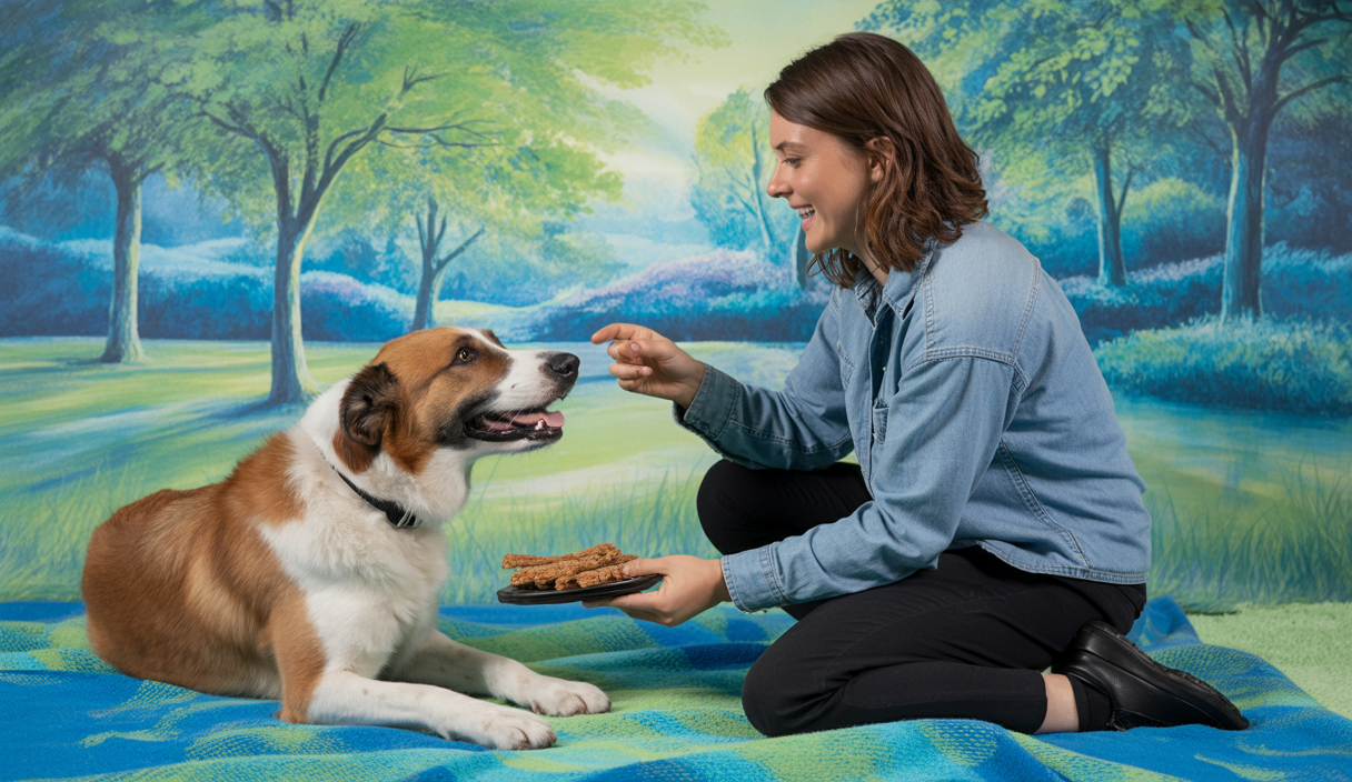 Un chien réceptif au dressage positif avec un entraîneur bienveillant
