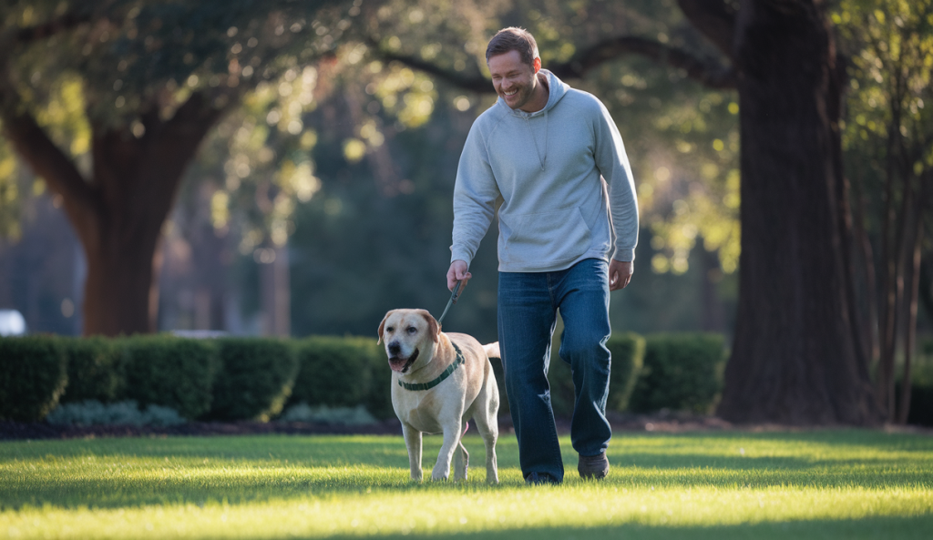 Un propriétaire de chien responsable veillant à la propreté dans un parc