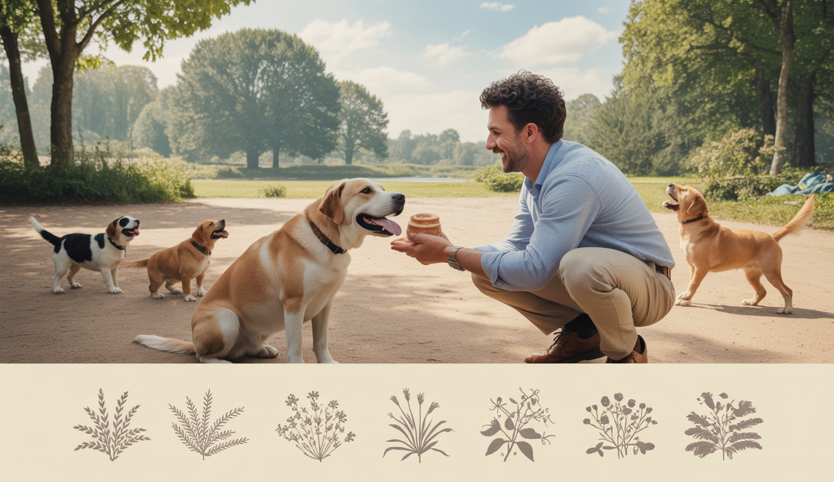 Chiot bien socialisé interagissant joyeusement avec un dresseur