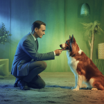 Illustration imaginative sur les techniques modernes de dressage canin.