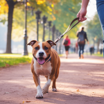 Portrait d'un American Staffordshire Terrier lors d'une balade quotidienne