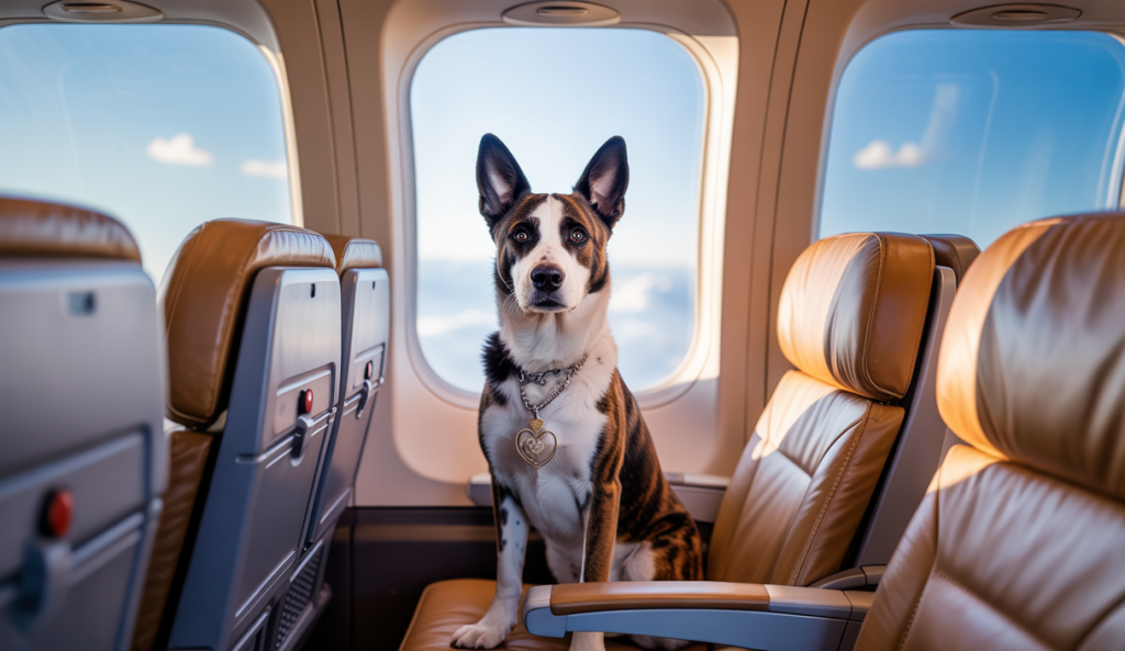Chien voyageant en cabine dans un avion en Italie