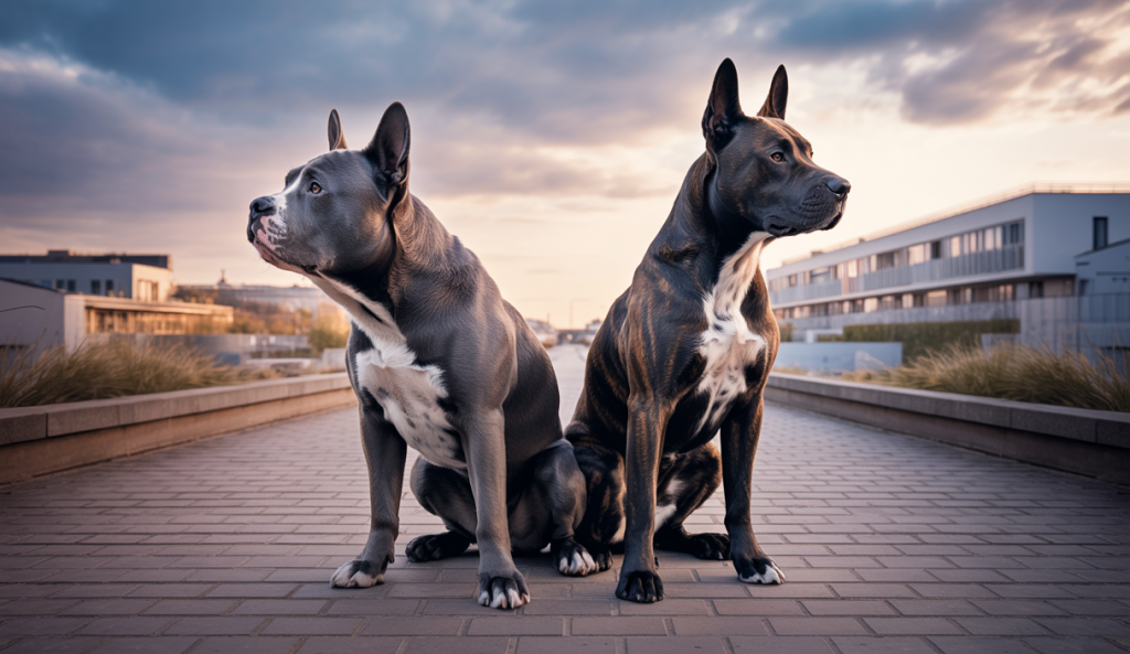 Comparaison visuelle entre Cane Corso et XL Bully, deux races protectrices.