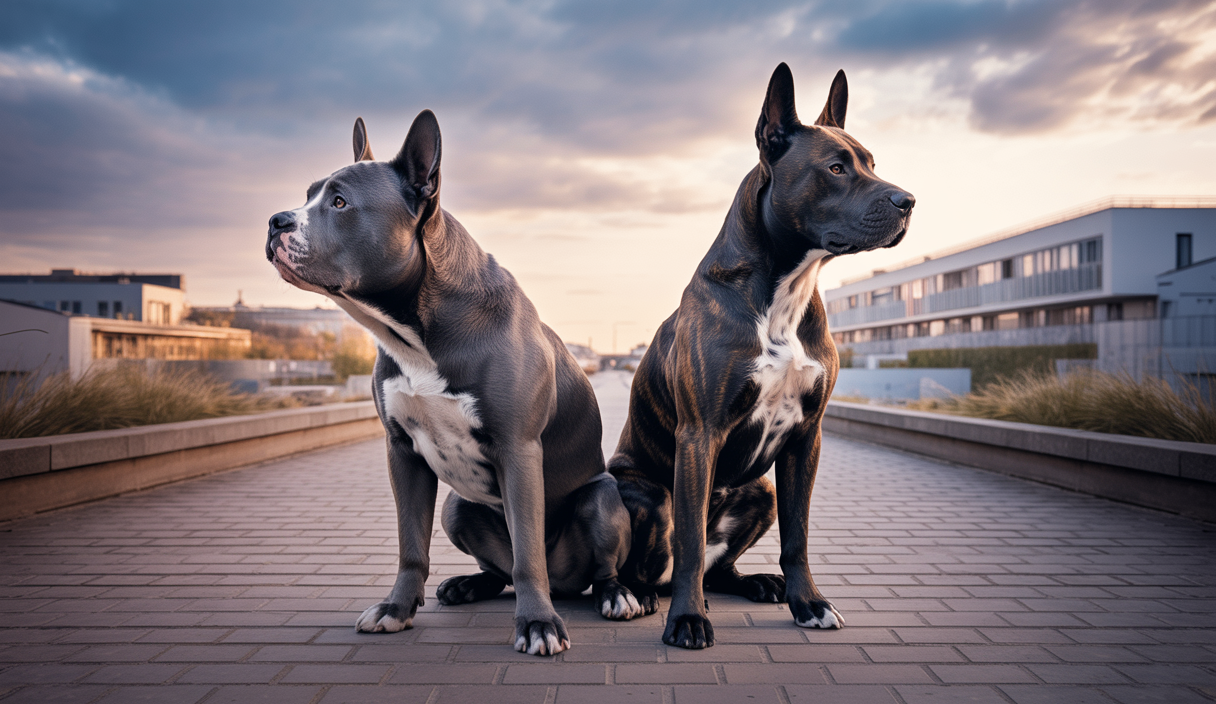 Comparaison visuelle entre Cane Corso et XL Bully, deux races protectrices.