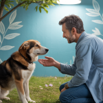 Illustration inspirante de la relation empathique entre un chien et son maître