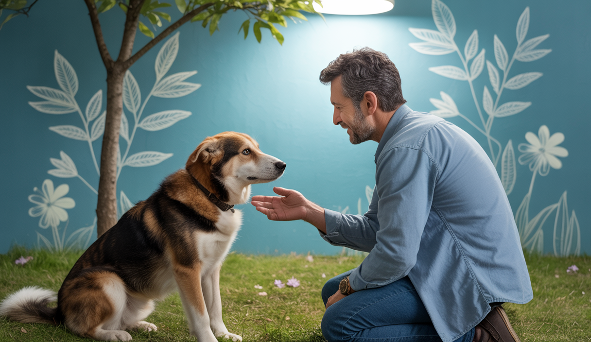 Illustration inspirante de la relation empathique entre un chien et son maître