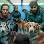 Image de chiens en situation de sauvetage avec équipe de secouristes, mettant en avant la compassion et les méthodes innovantes