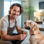 Zak George en train de dresser un chiot en utilisant des méthodes positives pour éviter les comportements destructeurs avec un environnement domestique harmonieux